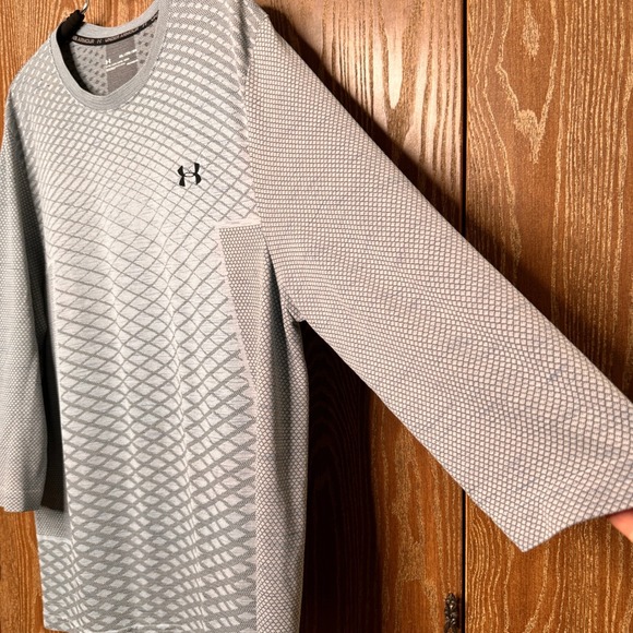 Under Armour HeatGear Fitted Long Sleeve Shirt Men's 2XL Heather Gray Athletic - Picture 3 of 8